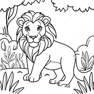 Lion Majestueux Dans La Jungle A Colorier 46374-38626