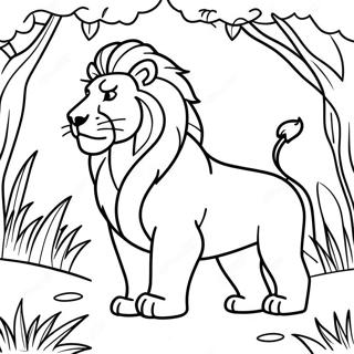 Lion Majestueux Dans La Jungle A Colorier 46374-38627