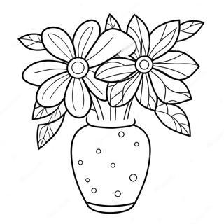 Vase De Fleurs Avec Des Fleurs Colorees A Colorier 46403-38645