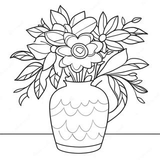 Vase De Fleurs Avec Des Fleurs Colorees A Colorier 46403-38646