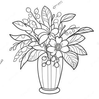 Vase De Fleurs Avec Des Fleurs Colorees A Colorier 46403-38647