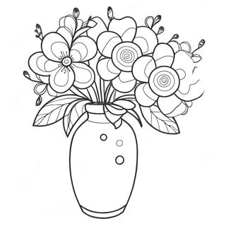 Vase De Fleurs Avec Des Fleurs Colorees A Colorier 46403-38648