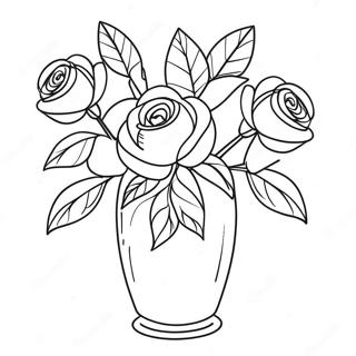 Vase De Fleurs Elegant Avec Des Roses A Colorier 46404-38643