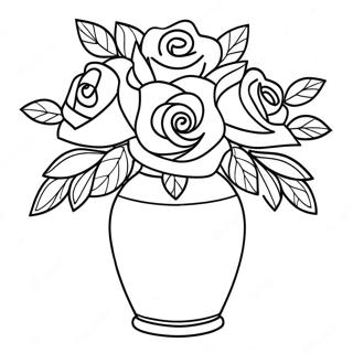 Vase De Fleurs Elegant Avec Des Roses A Colorier 46404-38644