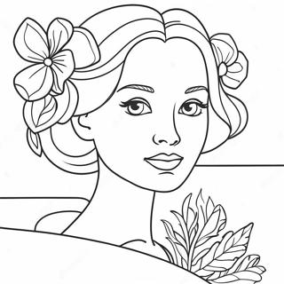 Page A Colorier Fille Elegante Avec Fleurs 4652-3744