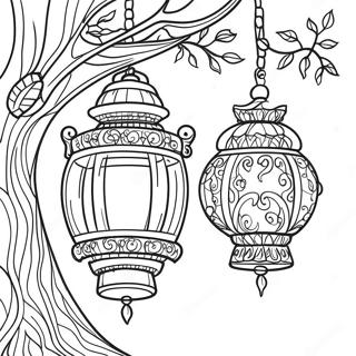 Lanternes Enchevêtrées Pages À Colorier