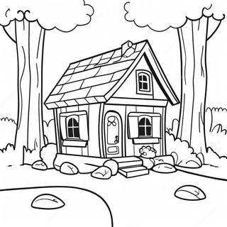 Page A Colorier De La Petite Maison Confortable Dans Les Grands Bois 46674-38858