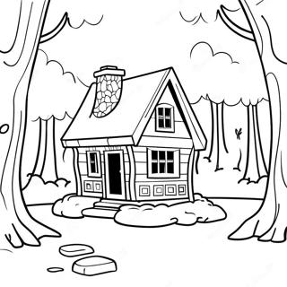 Page A Colorier De La Petite Maison Confortable Dans Les Grands Bois 46674-38859