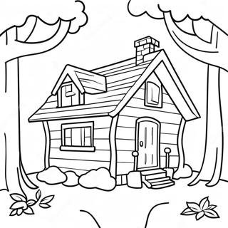 Page A Colorier De La Petite Maison Confortable Dans Les Grands Bois 46674-38860