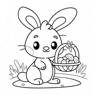 Page A Colorier Lapin Mignon Avec Panier De Paques 4682-3766