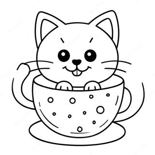 Page A Colorier De Chat Joueur Dans Une Tasse 46904-39043