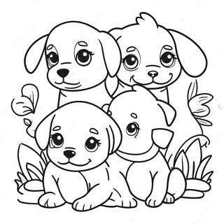 Page A Colorier De Famille De Chiots Joueurs 47074-39175