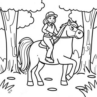 Page A Colorier Fille Aventuriere Montant Un Cheval A Travers La Foret 47374-39413