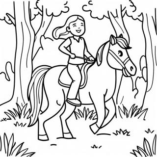 Page A Colorier Fille Aventuriere Montant Un Cheval A Travers La Foret 47374-39414