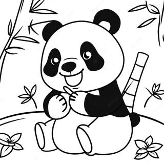 Page A Colorier De Panda Kawaii Mignon Mangeant Du Bambou 47474-39507