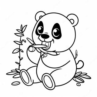 Page A Colorier De Panda Kawaii Mignon Mangeant Du Bambou 47474-39508