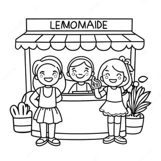 Page A Colorier De Stand De Limonade Mignon Avec Des Enfants Souriants 47645-39622