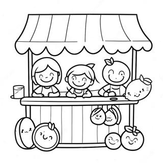 Page A Colorier De Stand De Limonade Mignon Avec Des Enfants Souriants 47645-39623