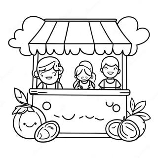 Page A Colorier De Stand De Limonade Mignon Avec Des Enfants Souriants 47645-39624