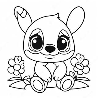 Page A Colorier Bebe Stitch Adorable Avec Des Fleurs 47745-39701