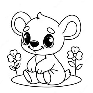 Page A Colorier Bebe Stitch Adorable Avec Des Fleurs 47745-39702