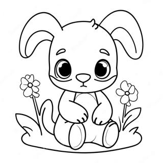 Page A Colorier Bebe Stitch Adorable Avec Des Fleurs 47745-39703