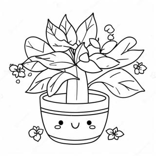 Plante Kawaii Pages À Colorier