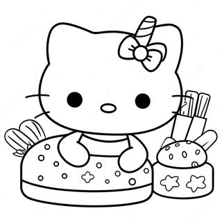 Page A Colorier Hello Kitty Preparant De Delicieuses Friandises 47885-39814