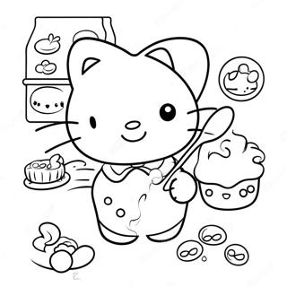 Page A Colorier Hello Kitty Preparant De Delicieuses Friandises 47885-39815