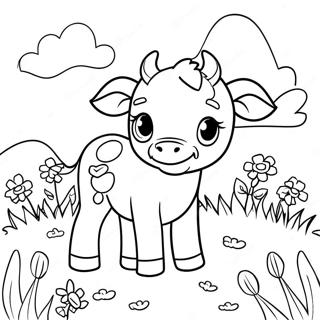 Page A Colorier Mignon Veau Dans Un Pre 47945-39860