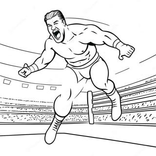 Page A Colorier Wwe Avec Un Lutteur Vibrant En Train De Sauter 4802-3862