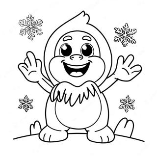 Mignon Yeti Des Neiges Avec Flocons De Neige A Colorier 48045-39941