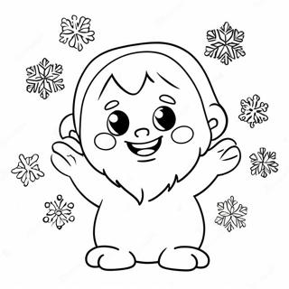 Mignon Yeti Des Neiges Avec Flocons De Neige A Colorier 48045-39942