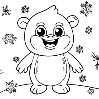 Mignon Yeti Des Neiges Avec Flocons De Neige A Colorier 48045-39943