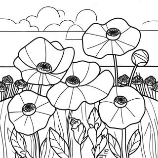 Page A Colorier Champ De Coquelicots Vibrants 48055-39949