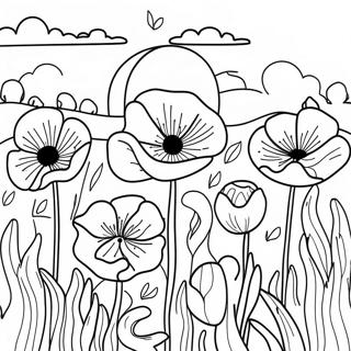 Page A Colorier Champ De Coquelicots Vibrants 48055-39951