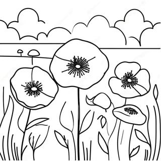 Page A Colorier Champ De Coquelicots Vibrants 48055-39952