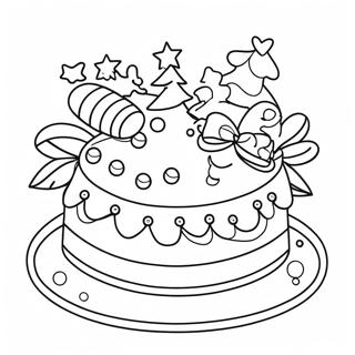 Page A Colorier De Gateau De Noel Festif Avec Decorations 48195-40061