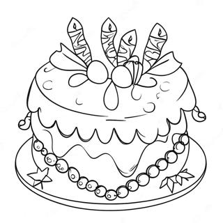 Page A Colorier De Gateau De Noel Festif Avec Decorations 48195-40062