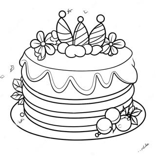 Page A Colorier De Gateau De Noel Festif Avec Decorations 48195-40063