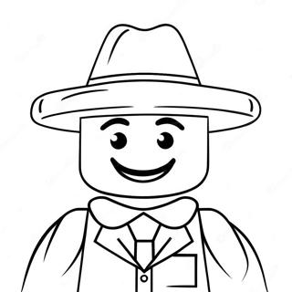 Page A Colorier De Personnage Lego Heureux Avec Chapeau 48235-40090