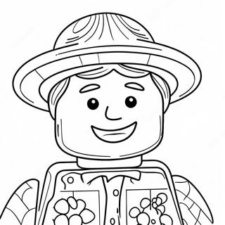 Page A Colorier De Personnage Lego Heureux Avec Chapeau 48235-40092