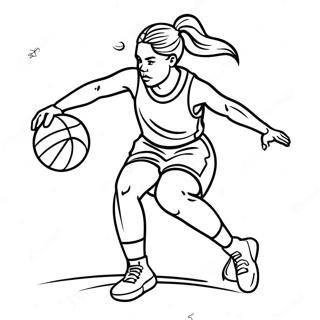 Page A Colorier De Fille Basketteuse Dribblant 48264-40111