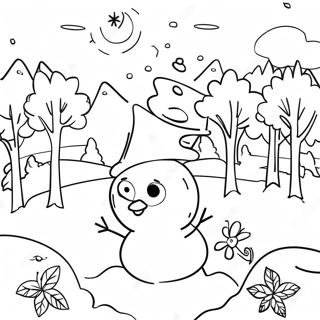 Page A Colorier Une Scene Hivernale Joyeuse Avec Frosty 4832-3886