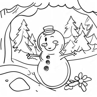 Page A Colorier Une Scene Hivernale Joyeuse Avec Frosty 4832-3888