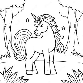 Page A Colorier Licorne Afro Magique Dans Une Foret 48485-40286