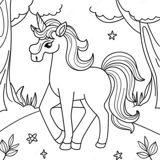 Page A Colorier Licorne Afro Magique Dans Une Foret 48485-40287