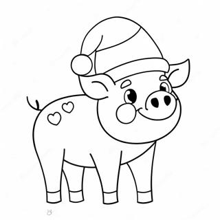 Page A Colorier Cute Christmas Pig Avec Un Chapeau De Noel 48515-40341