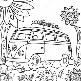 Page A Colorier Van Hippie Colore Avec Des Fleurs 48525-40320