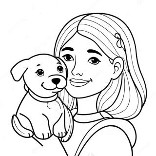 Fille Avec Un Chien Pages À Colorier